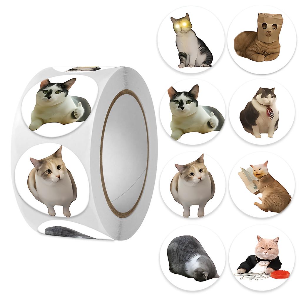 500 pièces Autocollants Chat Mème Dessin Animé Papeterie Planificateur Scrapbooking Autocollants Autocollants de Récompense Autocollants pour Emballage Cadeau pour Amoureux des Chats