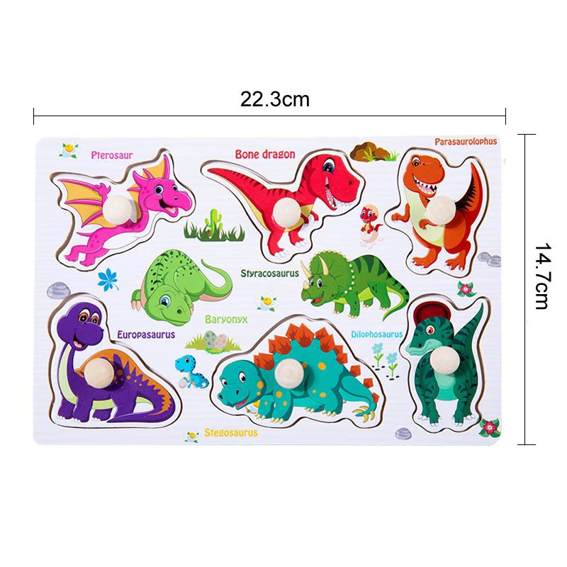 Children Wooden Puzzle Montessori Toys Cartoon Animal Traffic Hand Grab Boards Early Learning Educational Toy for Kids TMZ