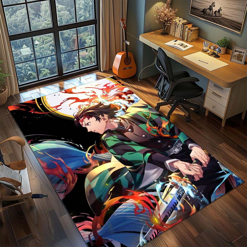 Demon Slayer Anime Kilimas Didelis Kilimas Neslystantis Plaunamas Grindų Kilimėlis Žaidėjo Kambarys Miegamasis Namų Dekoras -QJY