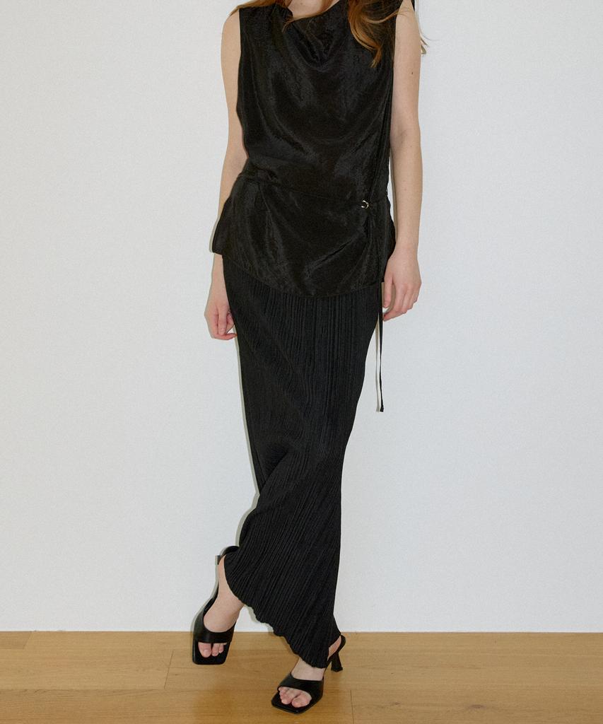 Our Mond Pleated Elastic Long Skirt_2 Colors