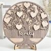Arbre Généalogique en Bois Rustique Amour Familial Panneau de Table Ornement d'Arbre Cœur Superposé