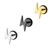 Punk Lightning Stud Earrings for Men Stainless Steel Piercing Jewelry Party Gift