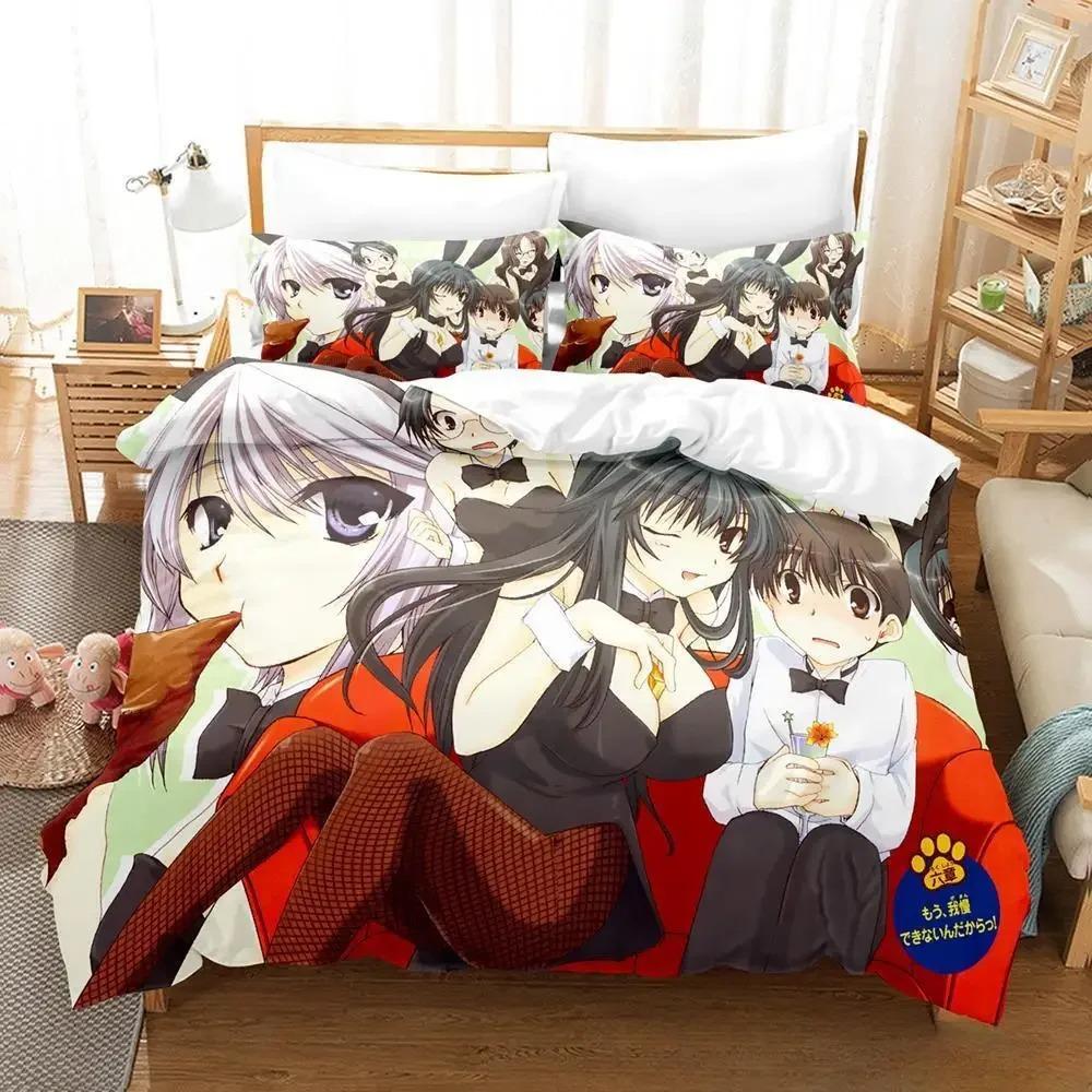 New Kanokon Bedding Set Single Twin Full Queen King Size Bed Set Adult Kid Bedroom Duvet Cover Sets 3D Print Anime Bed Sheet Set