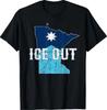 Vintage Ice Out of MN Minnesota Flag and Map Distressed 100% Cotton T-shirt Mens Tees Top
