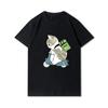 Plus Size Cats Shark Printed Women T Shirts Round Neck Cotton Tops Summer Animal Y2K Fashion 90S Casual Oversize Black Tees