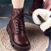 Winter neue warme Samt verdickte Martin-Stiefel weiches Leder Retro dicke Sohle wasserdicht große Baumwollstiefel
