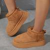 Luxe Winter Dames Korte Pluche Warme Sneeuwlaarzen Casual Schoenen Nieuwe Suède Bont Chelsea Enkellaarsjes Flats Platform Dames Schoenen botas