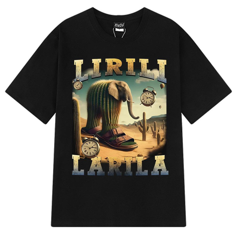 Italian Brainrot Tralalero T-shirt Tralala Tung Sahur Bombardiro Crocodile Fun Meme Men's Fashion Loose T-shirt