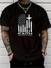 Faith Over Fear American Flag Cross Graphic T Shirt Patriotic Christian Tee