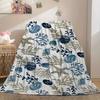 1pc Coastal Marine Life Plush Flannel Blanket - Soft, Warm, All-Season Comfort with Nautical Starfish & Sea Creatures Design, Ideal Gift, Red, Beach B
