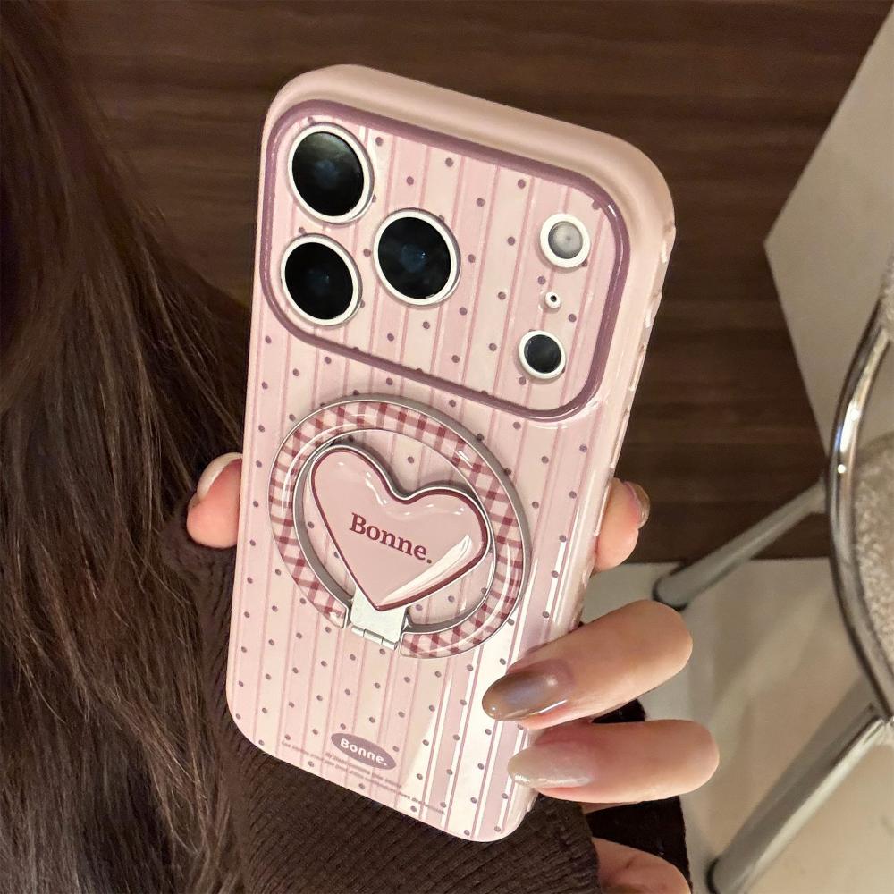 Retro Red Brown Suitable for Apple 17promax Mobile Phone Case Iphone16 Striped Wave Point 15 Magnetic Bracket 13 Soft Shell