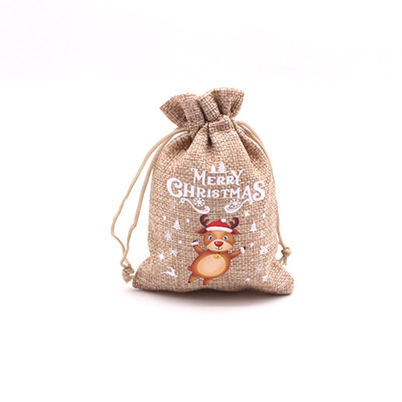 Christmas Hessian Gift Bags with Drawstring for Small Gifts, Candy & Apples