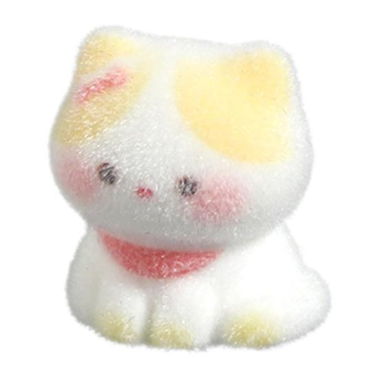 2Pcs Cat Figurines Resin Flocking Mini Cute Cat Decor for Car Dashboard Office Desk Bedroom Kitchen Countertop Accessories