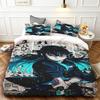 Nezuko 3-teilige Bettbezuggarnitur Dämonentöter Cartoon Bettwäsche-Set Deckenbezug Queen King für Kinder Teenager Schlafzimmer Dekoration
