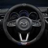 Carbon Fiber Leather Steering Wheel Cover Breathable Non-slip for 3 Bk Bl 323 Axela Atenza CX-3 CX-4 CX5 CX-7 Accessories