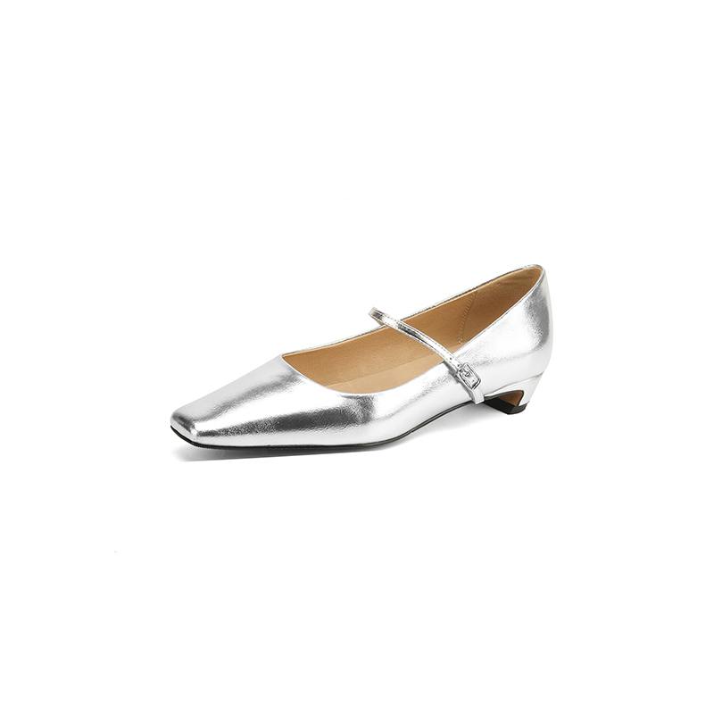 Krazing Pot Cow Skin Spring Summer Size 41 Low Heels Women Square Toe Concise Design Leopard Style Pumps