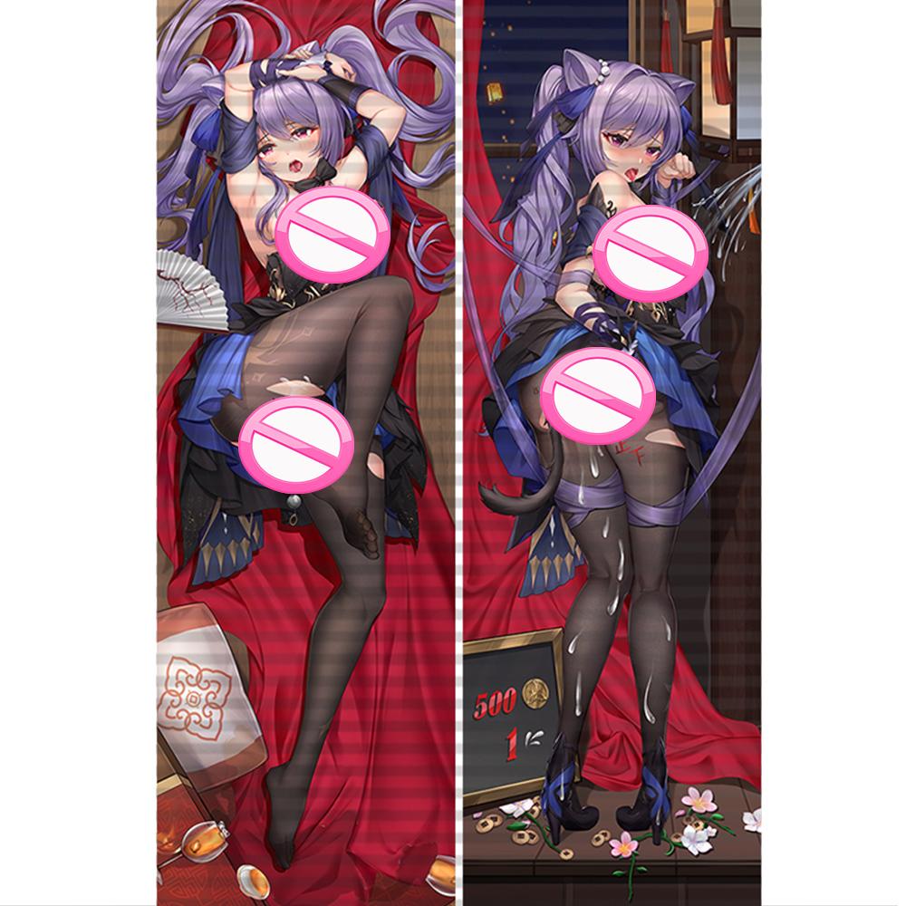 Spiel Genshin Impact Keqing Dakimakura Ganzkörper-Kissenbezug, doppelseitig bedruckt, DIY-Kissenbezug, dekorativ