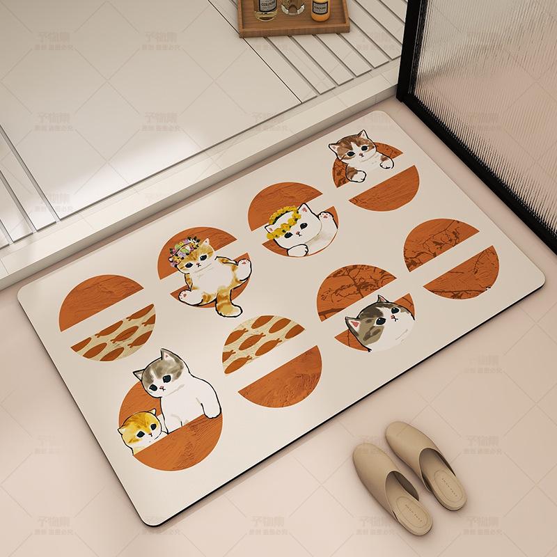 Minimalist Cartoon Bathroom Mat – Quick-Drying, Non-Slip, Absorbent, Dirt-Resistant, Easy-to-Clean, with Diatomaceous Earth.