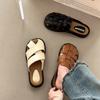 Leather Bag Head Slippers Women's Outer Wear 2025 Spring and Summer New Retro Woven Hollow One Pedal Lazy Half Drag
