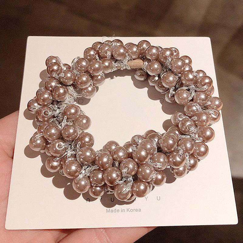 Elegant Pearl Hair Ties Beads Girls Scrunchies Rubber Bands Ponytail Holders