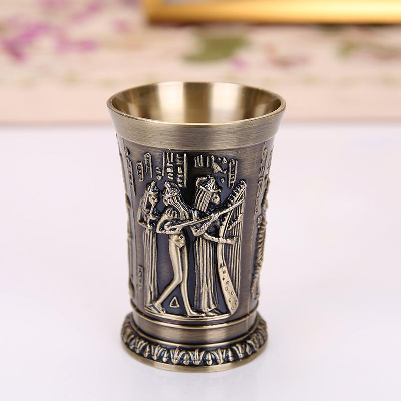 1 Stück Bronze Metall Vintage Ägyptisches Schnapsglas Kreatives Weinglas Personalisiertes Glas Trinkbar Geschenk für Whiskey 40ml