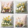 1 Set Of 4 New Pillow Covers Set Easter Pattern Modern Style Warm And Cozy Beautiful And Practical