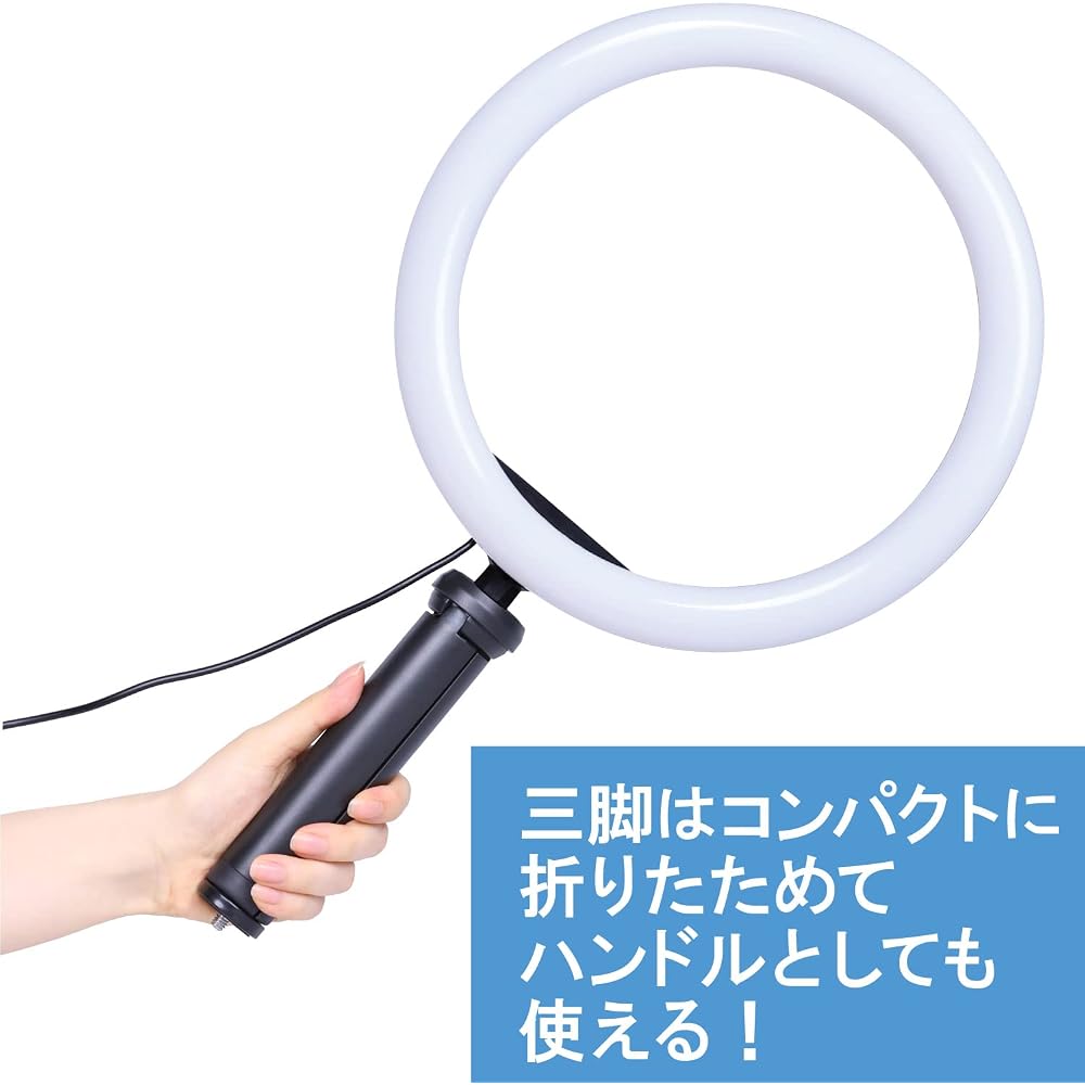 KENKO LED Light Compact Tripod Included 10-inch LED Ring Light with 10 Brightness Levels, Smartphone Mounting Arm Included, for Video Streaming and Vl