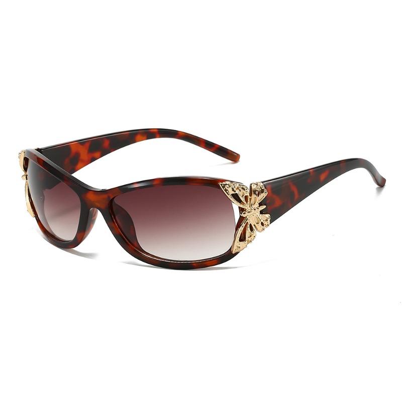 Fashion Butterfly Design Sun Glasses Trendy Wrap Around UV400 Protection Sports Sun Glasses Y2K Shades for Women