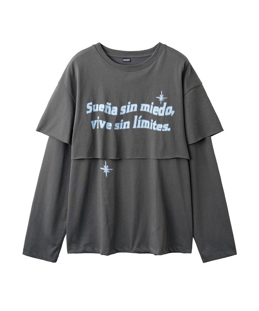 Lense Raw Cut Layered Long Sleeve Tee Charcoal