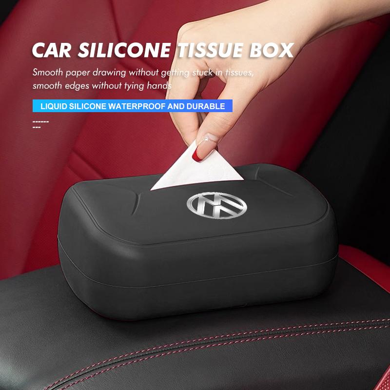 For Volkswagen VW Car Paper Storage Bag Silicone Handkerchief Box Tissue Case Passat Golf 4 5 6 Tiguan Polo Scirocco Jetta CC
