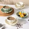 Solid Color Flower Shaped Ceramic Mug High Beauty Coffee Mug Office Milk Cup Breakfast Cup Beverage Cup Household Water Cups