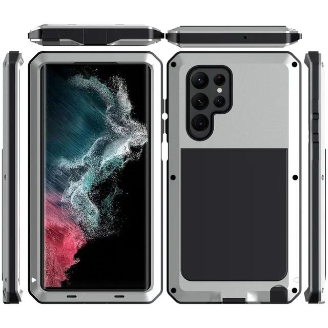 Case For Samsung S25 S24 S23 Ultra Plus Note 20 Ultra Case Heavy Duty Protection Doom Armor Metal Aluminum Phone Luxury Cover