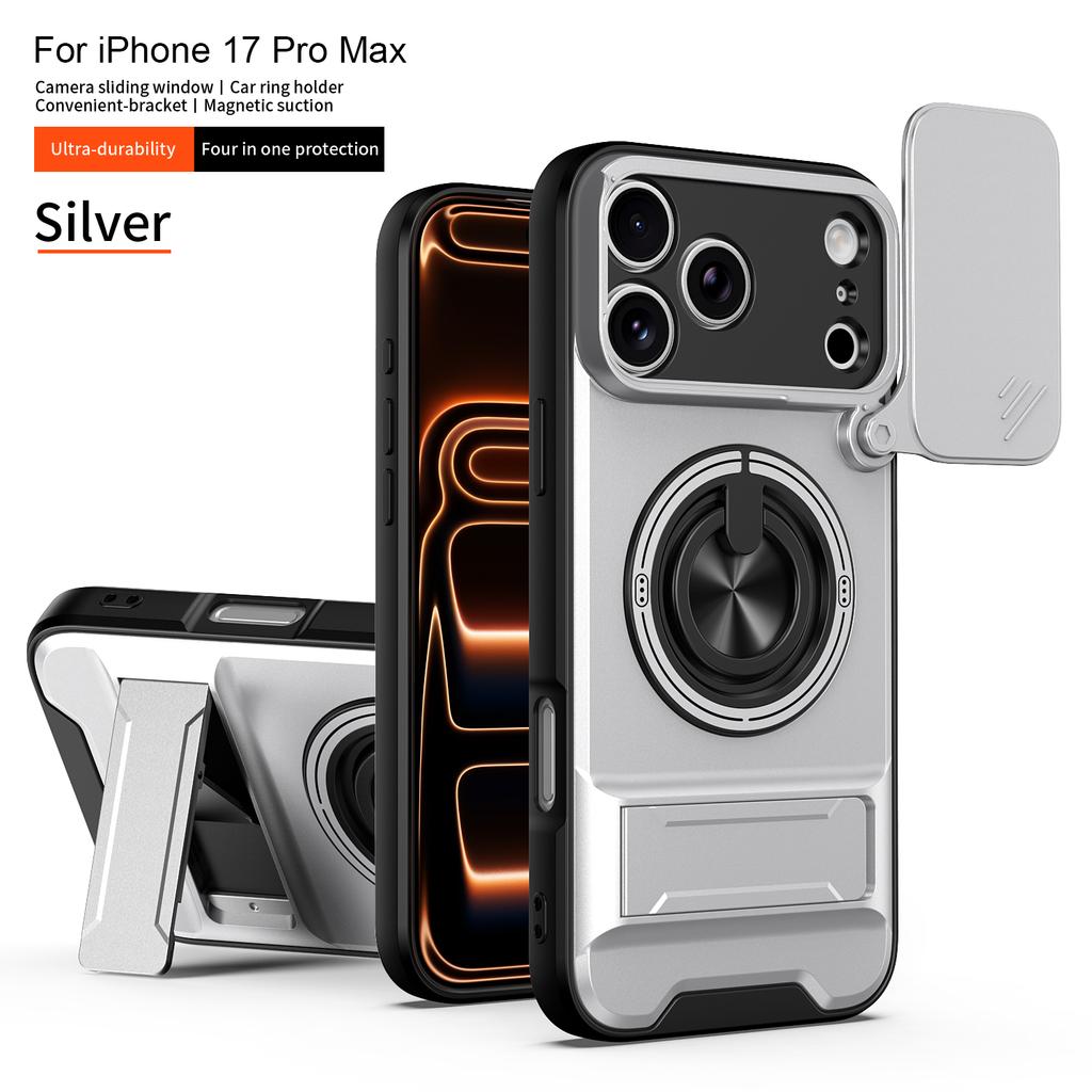 New Case for For Iphone17 Pro Max 16 Pro Max 1 14 13 Slide Camera Protection Upright Kickstand Shockproof Back Magnetic Phone Cover