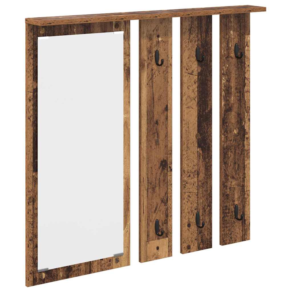Wall Mounted Coat Rack with Shelf Reclaimed Wood Look 84 X 10 X 80 Cm