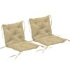 Set of 2 Seat Cushions, 98 X 50 Cm Chair Cushions with Tie Straps, Fabric Cover, 8cm Thick, Khaki