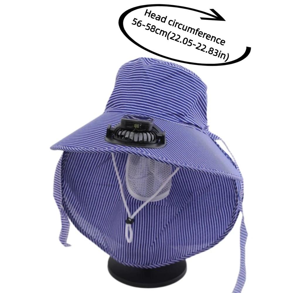 Durable Solar Fan Face Mask Sun Hat 300mA Wide Brim Tea Picking Work Hat UV Protection Full Wrap Bucket Hat Summer Unisex