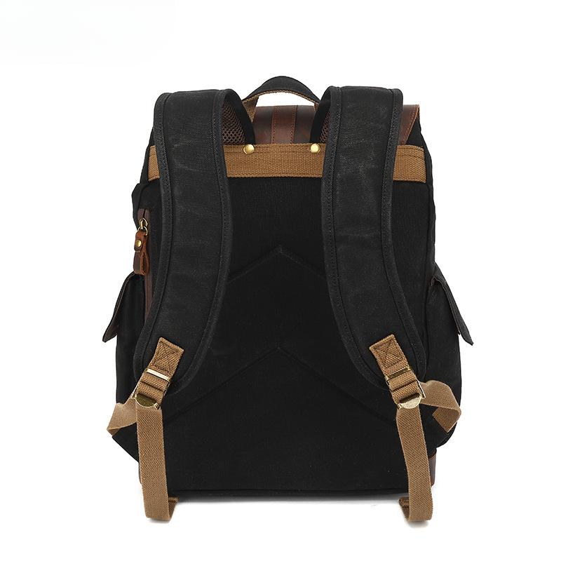 Sac à dos Homme Voyage Sac à dos Ordinateur Étudiant Rétro Voyage Sac à livres Toile Cirée à l'Huile