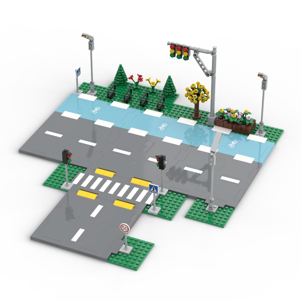 High-Quality Grey City Road Baseplate Building Blocks with Pedestrian Crossing Tiles eds 60301 69915 71772