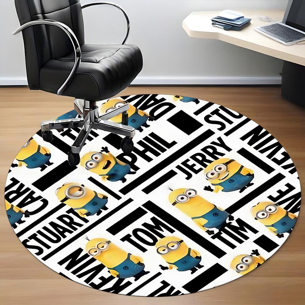 1PC Minions Characters Office Round Area Rug, Indoor Mat Suitable For Office, Under Office Chairs Bedroom Living Room Home Decor DT1212014