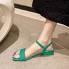 New Summer Square High Heels Women Sandal Fashion Buckle Strap Narrow Band Gladiator Shoes Square Toe Dress Shoes 35-43