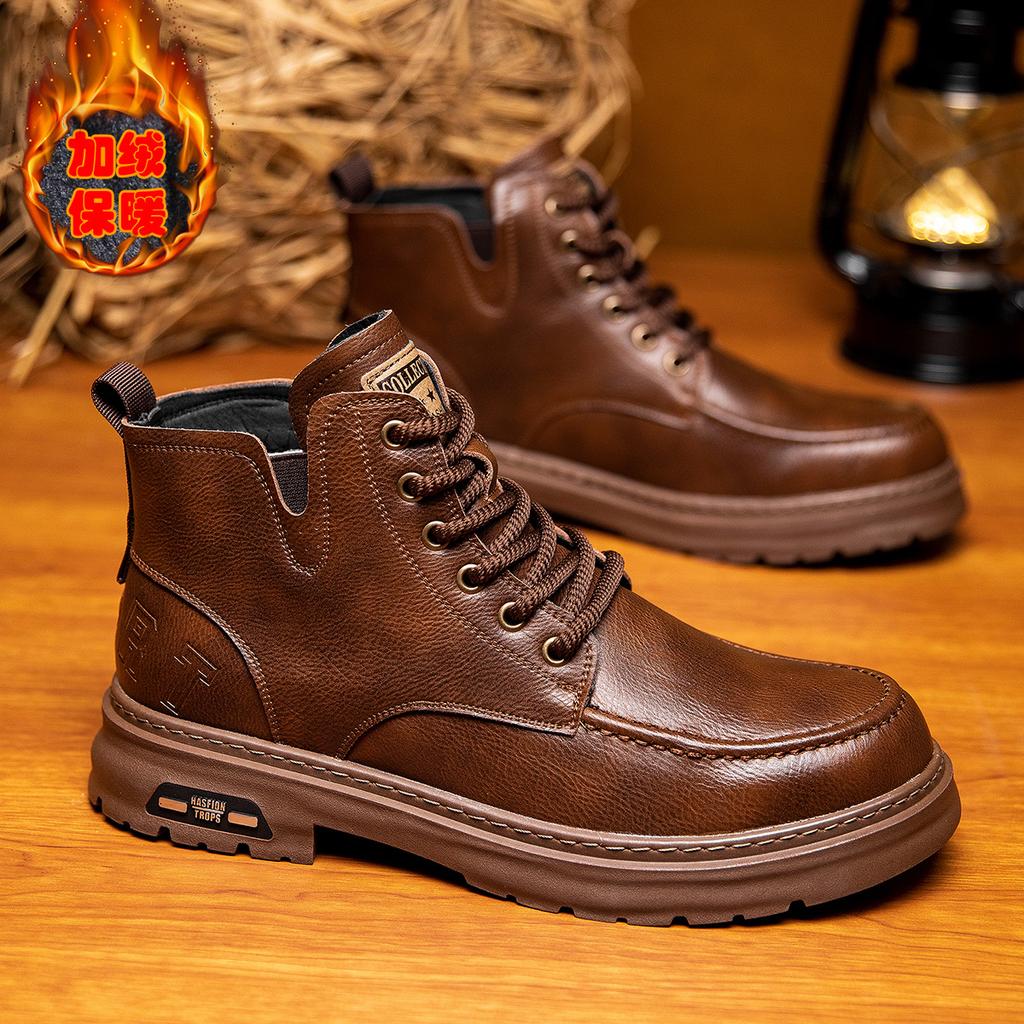 Fashion Men's Leather Casual Short Boots Fashionable Outdoor Men's Motorcycle Boots Chelsea Boots