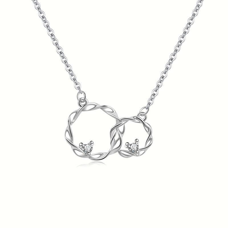 Copper Double Loop Chain Necklace With Geometric Pendant For Women