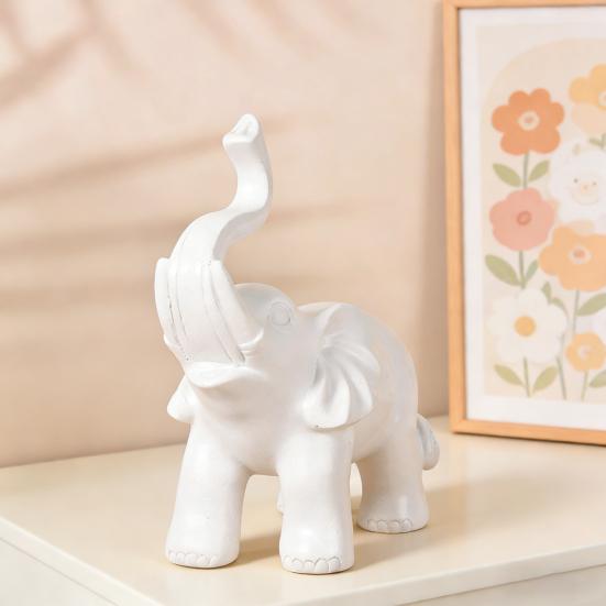 Ornement Éléphant Noir Doré Design Animal Figurine Résine Symbolisant Chance Force Sagesse Sculpture Éléphant