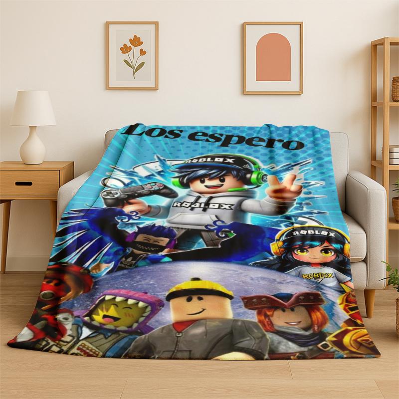 Cartoon R-Robloxs Game Gamer Flannel Blanket Soft Warm Throw Blanket for Bedroom Living Room Bed Travel Camping Picnic Gift