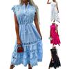 Women Party Dress Solid Color Sleeveless Lace Stitching Hollow Out Temperament Dress Up Double Layers Tight Waist Women Prom Dress Female Clothing