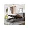 Lit capitonné - - 140x190 cm - Tête de lit réglable - 2 tiroirs de rangement - Velours gris