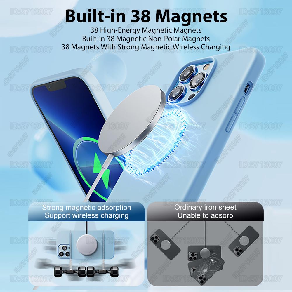 Magnetic Liquid Silicone Shockproof Case For For Iphone 16 15 14 13 12 11 Pro Max 16 Plus For Magsafe Wireless Charge Cover