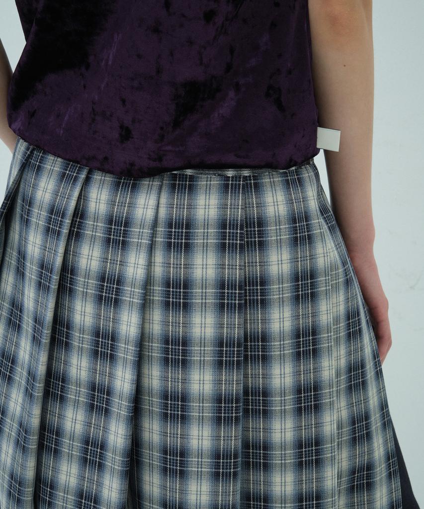 Obeodyupeulleeo Check Layered Wrap Skirt_Navy