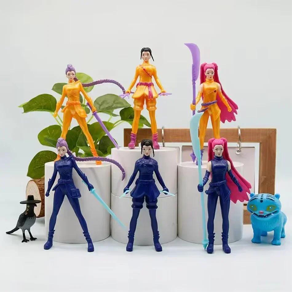 @ 5-9pcs/Set Anime Kpop Demon Hunters Action Figure Toy Derpys Tiger Rumi Mira Zoey Sussy Figurine Collection Doll For Fans Gift