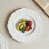 Nordic Style Relief Large Plate Tableware Exquisite Lace Fruit Salad Plate High Value Household Dessert Dessert Plate